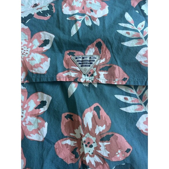 Columbia Men's PFG Trollers Short Sleeves Button Up Shirt Floral Canyon Blue XXL - Picture 7 of 8